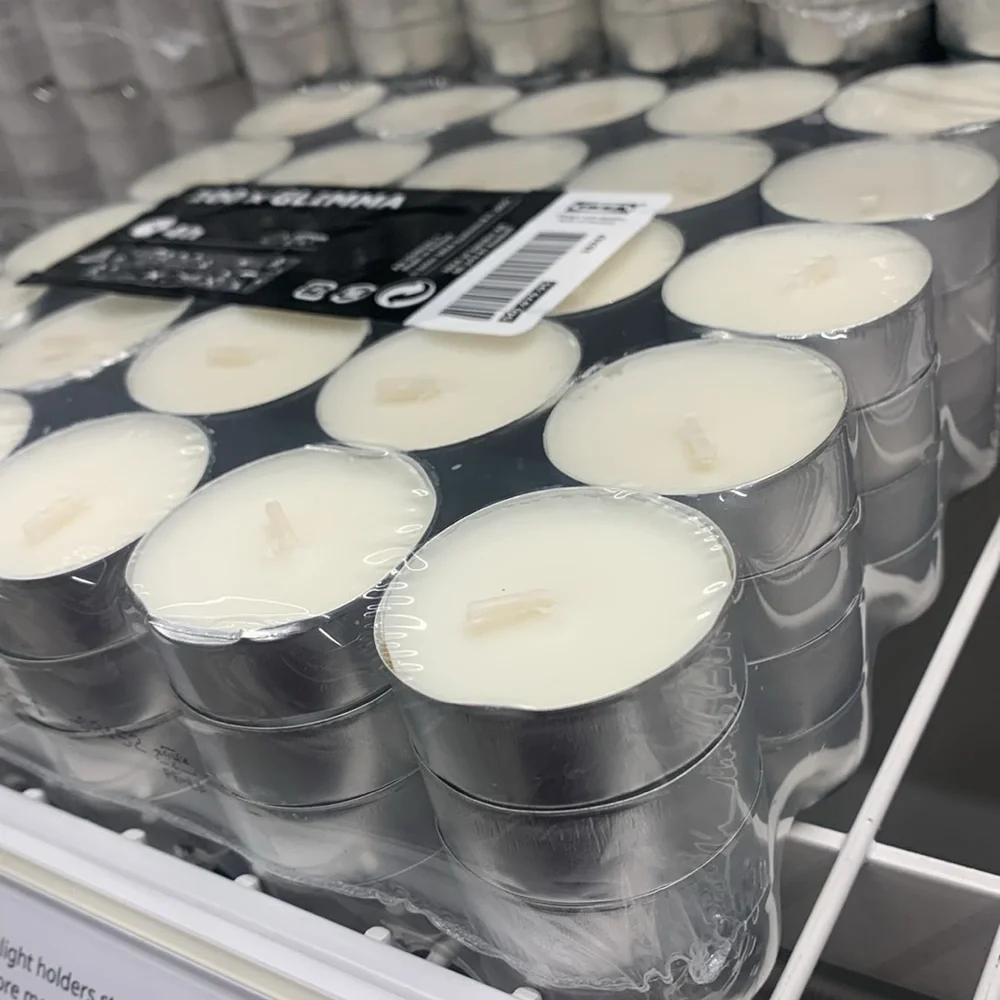 1 packs/100 individual IKEA GLIMMA Unscented tea lights date night dinner party